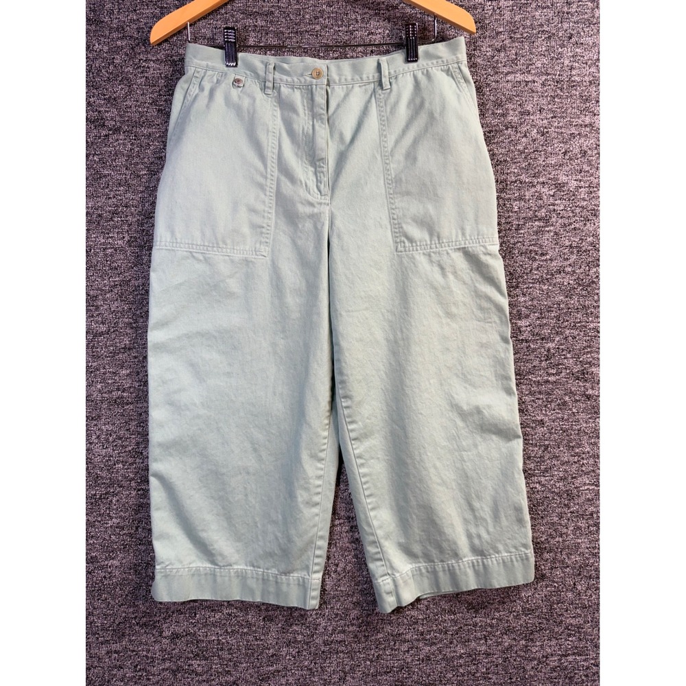 Lauren Ralph Lauren Sage Green Cotton Cropped Wide Leg Utility Pants Size 10